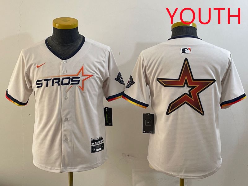 Youth Houston Astros Blank Cream three generations Joint Name 2025 Nike MLB Jersey style 4149->youth mlb jersey->Youth Jersey